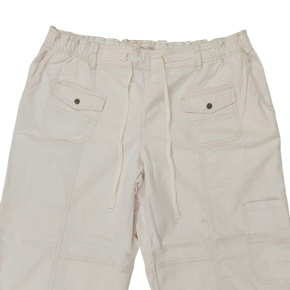Anthropologie Pilcro Cargo Pants Womens 1X Beige Utility Drawstring Relaxed Fit - Picture 3 of 12